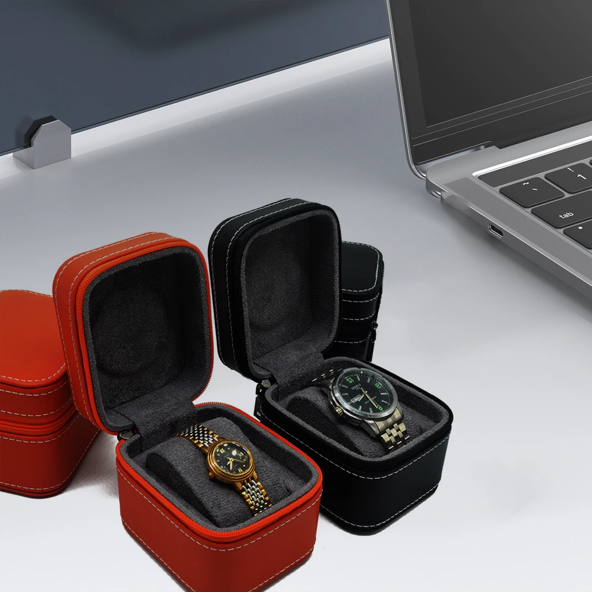 Travel Watch Case ⌚ Single Watch Travel Box – PU Leather Watch Carrying Case Organizer ... - SKU TWC01115 - UGI Packaging