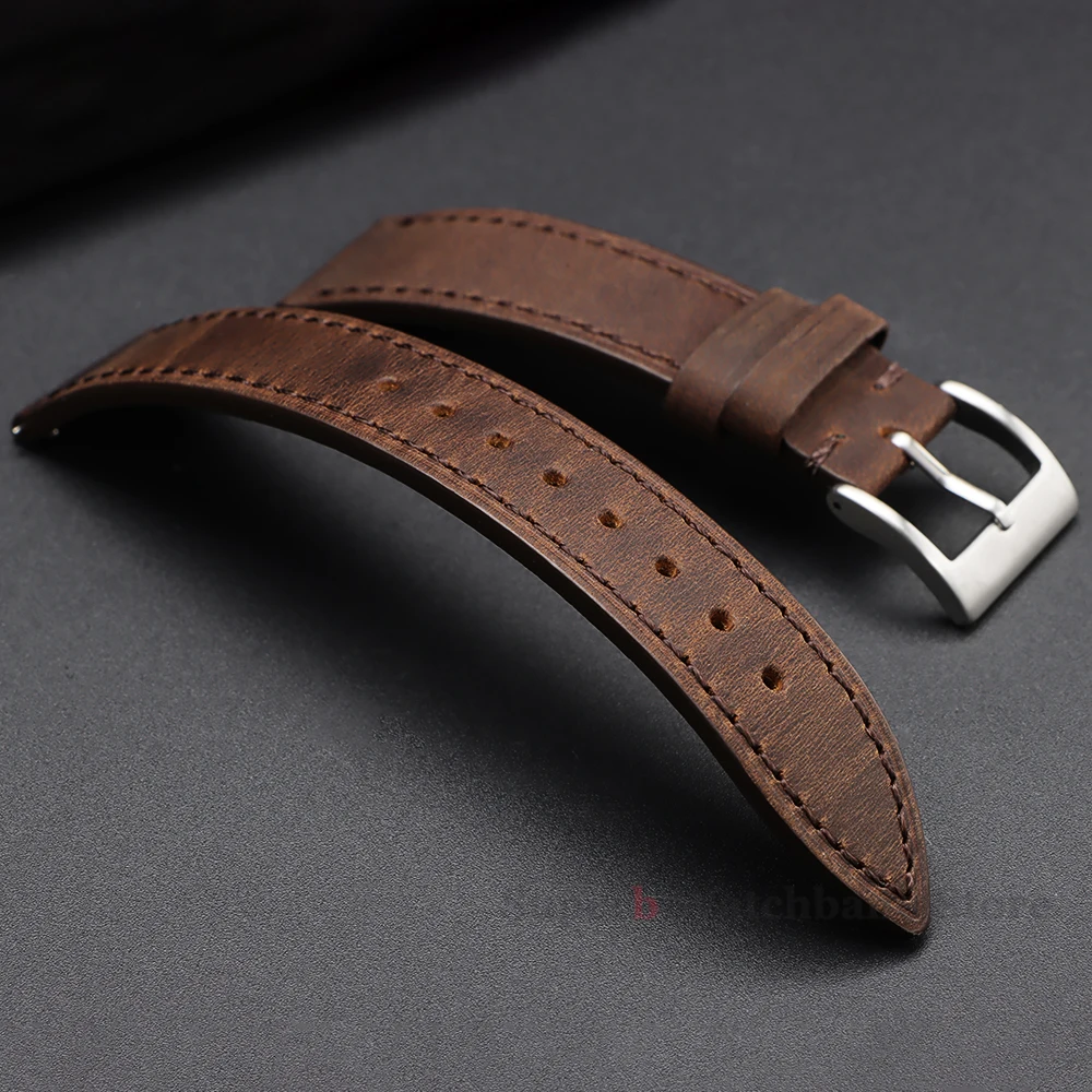 Vintage Retro Genuine Leather Watch Band - Quick Release Soft Strap