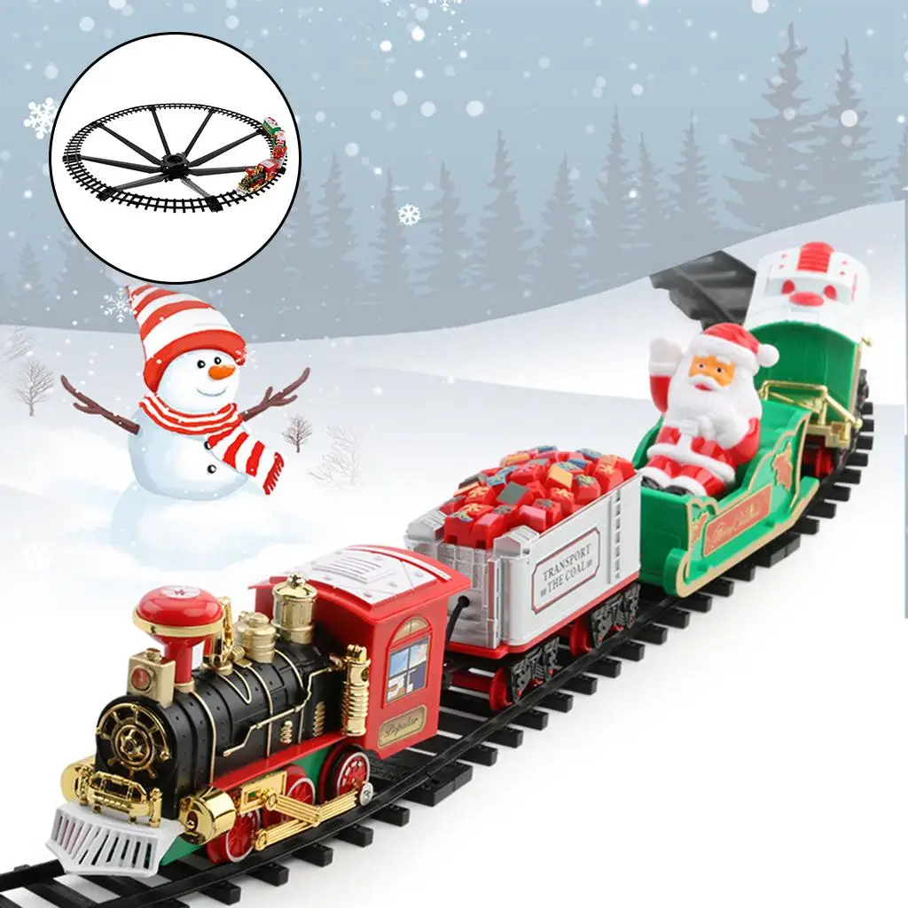 Christmas Train Set with Realistic Sound and Light Railway Car Battery Operated Festive Tree Decoration Toy New Year Gifts Christmas Train Set with Realistic Sound and Light Railway Car Battery Operated Festive Tree Decoration Toy New Year Gifts
