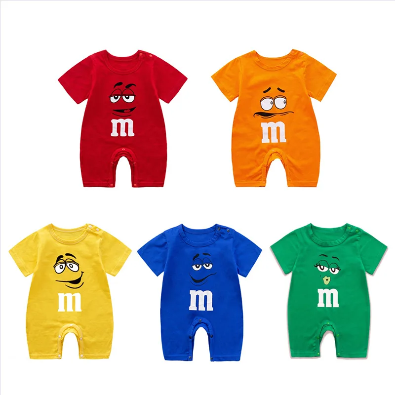 Newborn Baby Clothes Solid Color Fashion Infant Jumpsuit Toddler Short Sleeve One-piece Pajamas Girl Boy Bodysuit Summer Romper