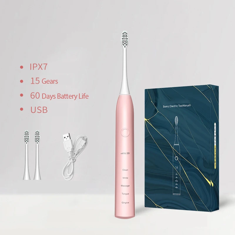 thumbnail image 1 of Cepillo de dientes eléctrico sónico de levitación magnética inteligente de comercio exterior con embalaje en caja de regalo recargable por USB de 15 velocidades para adultos, 1 of 5