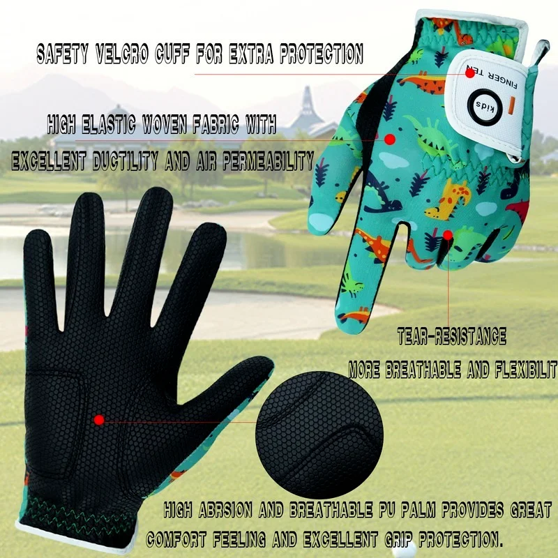 1 Pair Junior Kids Youth Toddler Golf Gloves Boys Girls Breathable Comfortable for Left Hand Right Hand 3