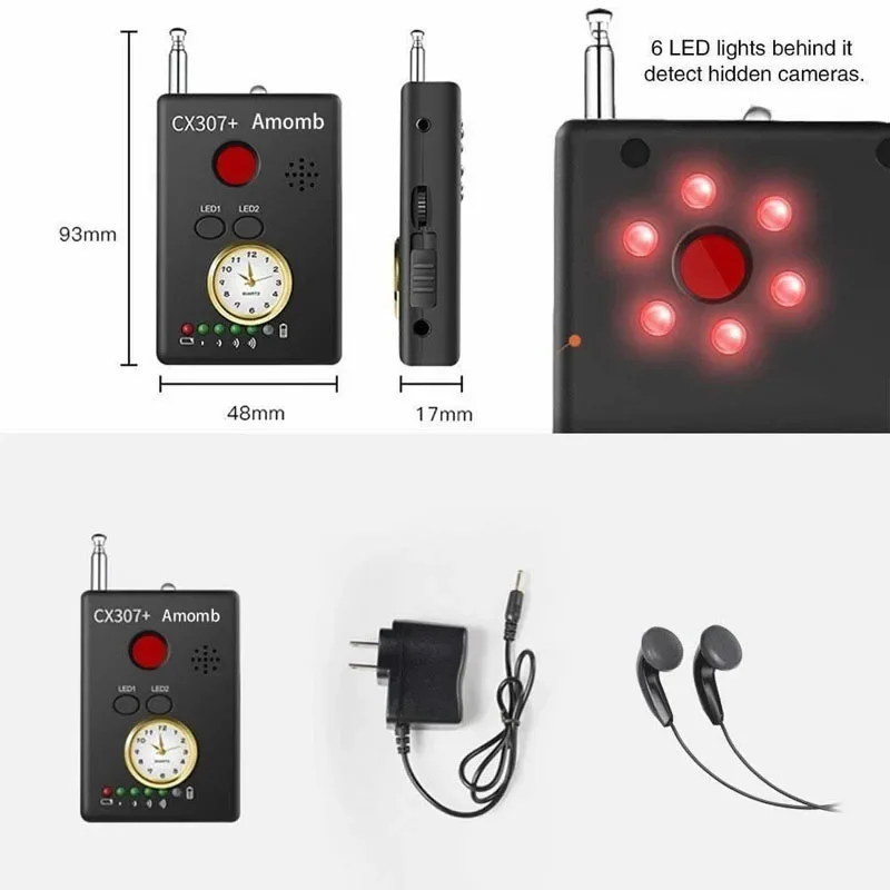 Vodasafe High Accuracy Anti- Hidden Camera Wiretapping Tracker Tamper Alarm Feature for 2G 3G 4G Signal RF Device Detection