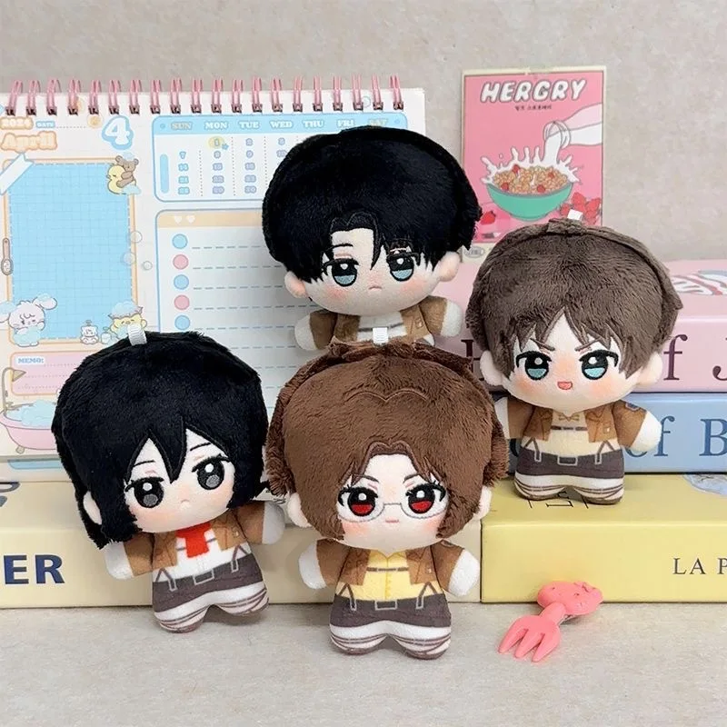 Nuevo Peluche de Ataque a los Titanes de 10 cm, Muñeco de Peluche de Eren, Mikasa, Levi, Mini Muñeco de Anime, Llavero, Colgante para Mochila, Decoración, Regalo para Niños y Niñas