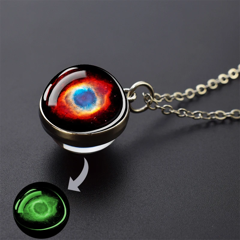 Glow In The Dark Galaxy Space Planet Pendant Necklace Jewellery_voghion.com