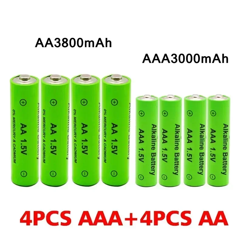 

AA (1.5V 3800mAh) + AAA (1.5V, 3000mah) rechargeable alkaline battery, can be used for flashlight, toy watch, MP3 player, etc