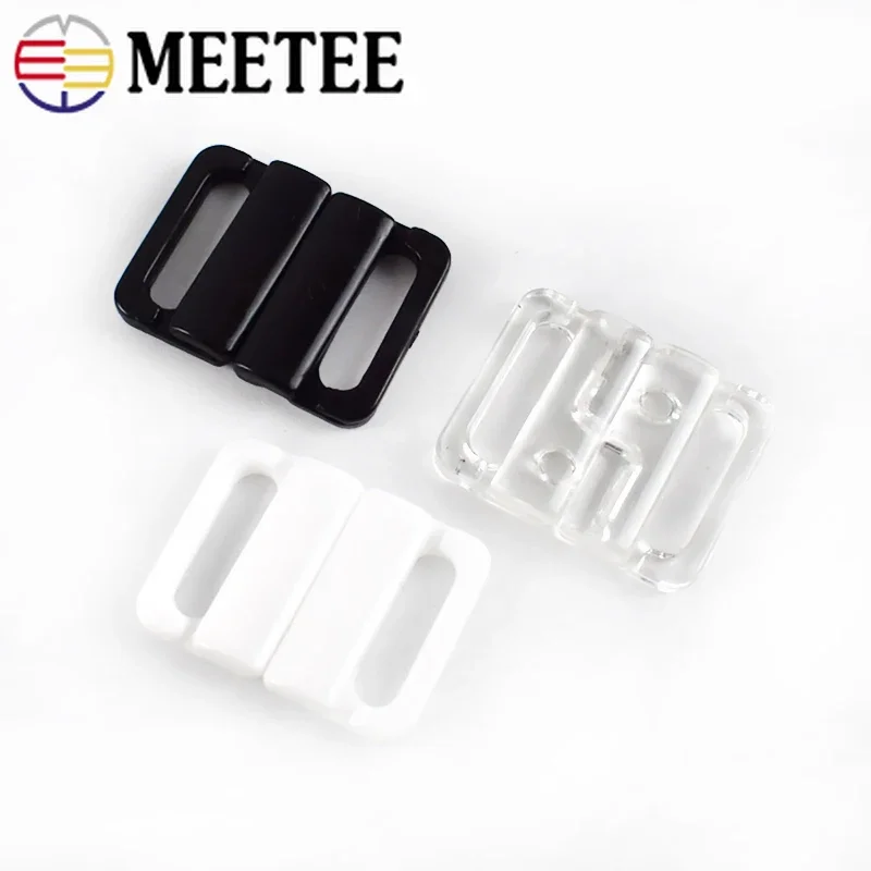 50/100Sets 10/15/20/25mm Plastic Bra Buckles Resin Front Closure Bikini  Strap Clasp Swimwear Clip DIY Underwear Sewing Accessory