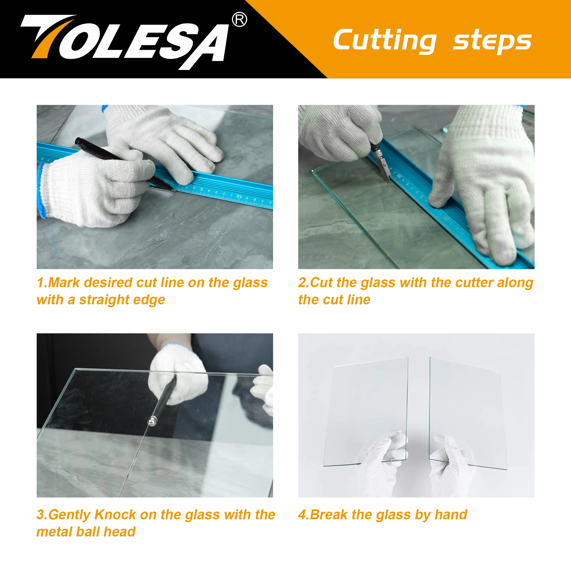 TOLESA Glass Cutter Tool Set 2mm-20mm Pencil Style Oil Feed Carbide Tip with 2 Bonus Blades, Screwdriver, Oil Dropper and Box