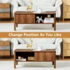 Coffee Table with Dual Storage Shelf, Storage Centerwith Waveform Panel Sliding Door Dining Table for Living Room Apartment 6