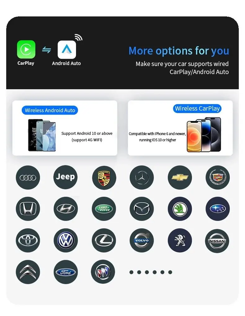새로운 미니 무선 CarPlay 안드로이드 자동 무선 어댑터 스마트 미니 박스 플러그 앤 플레이 WiFi 빠른 연결 유니버설