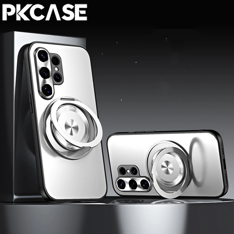 PKCASE 360° Rotating Ring Magnetic Phone Case with Matte Lens Protective Cover