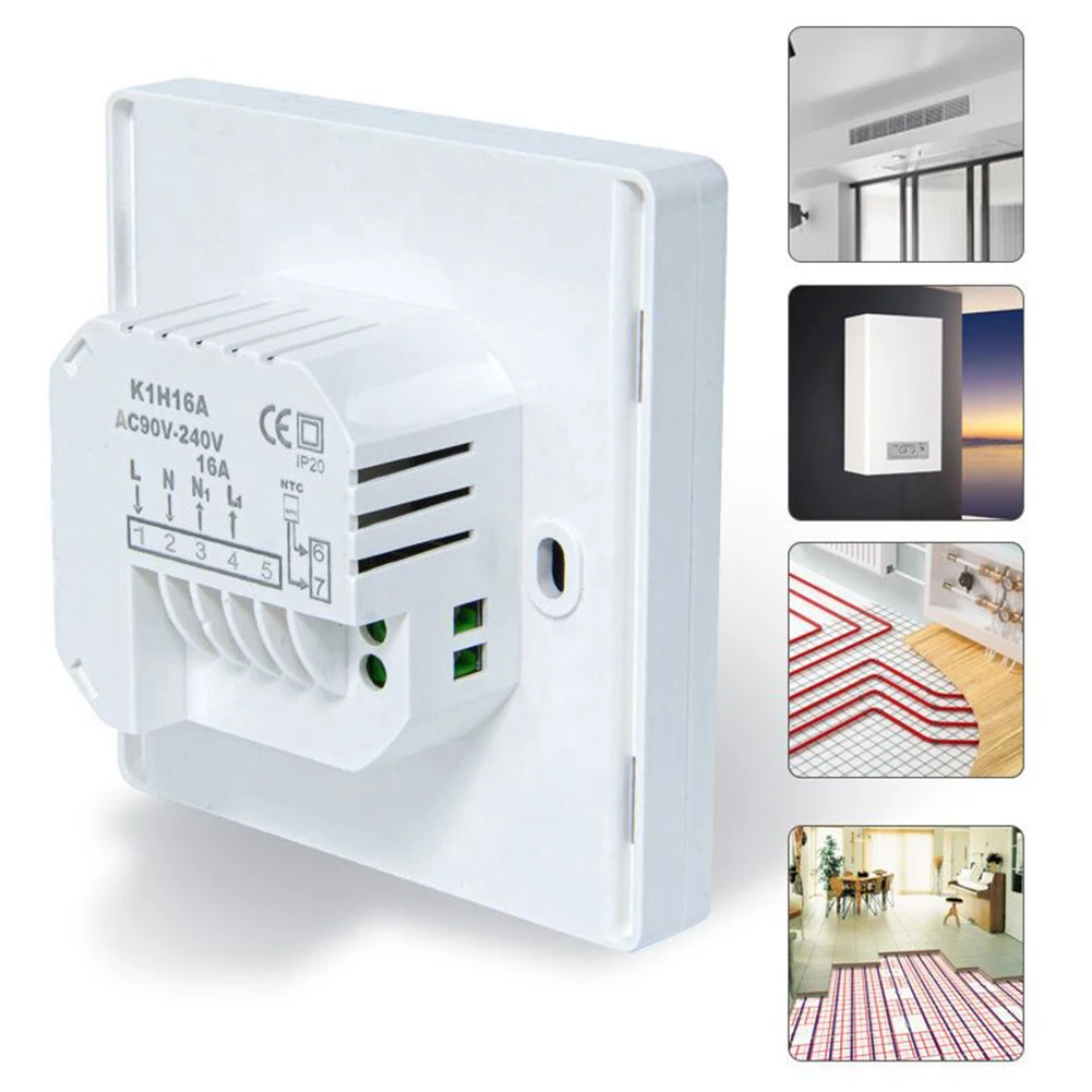 

Digital Thermostat 220V Child Lock Day LED Plastic Spare Parts Temperature Underfloor Heating Wall Heating White