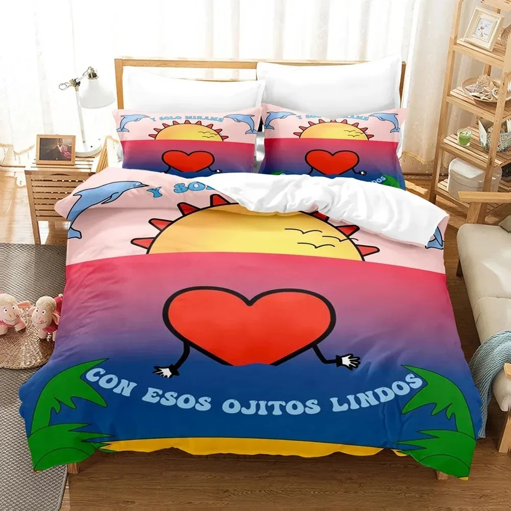 Bad Bunny Un Verano Sin Ti Duvet Cover Set Fashion Canvas Painting Bedding Set,Adults Teens Full Queen Size Comforter Cover Sets 2