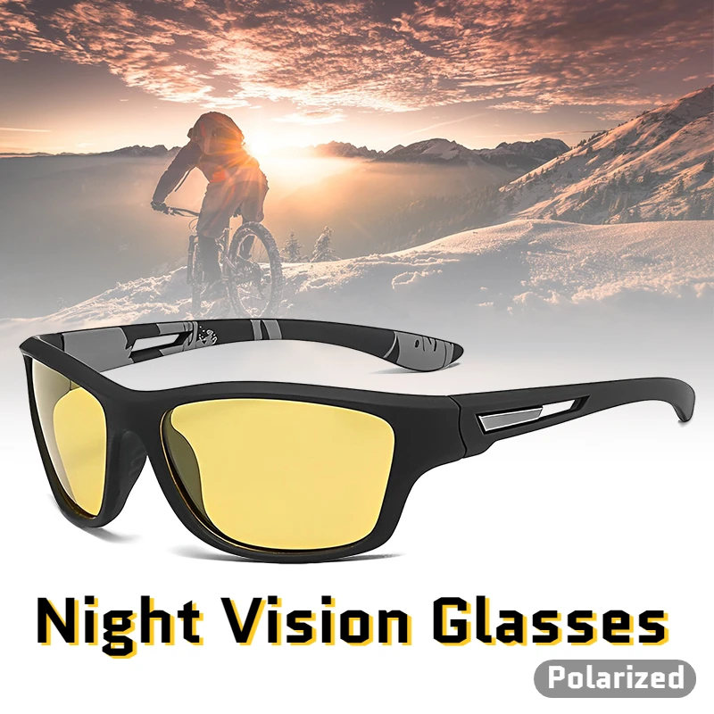  - Night Vision Glasses Polarized Sunglasses Men Outdoor Sport Cycling Sun Glasses Anti Glare Driver Color Mirror Shades Goggles