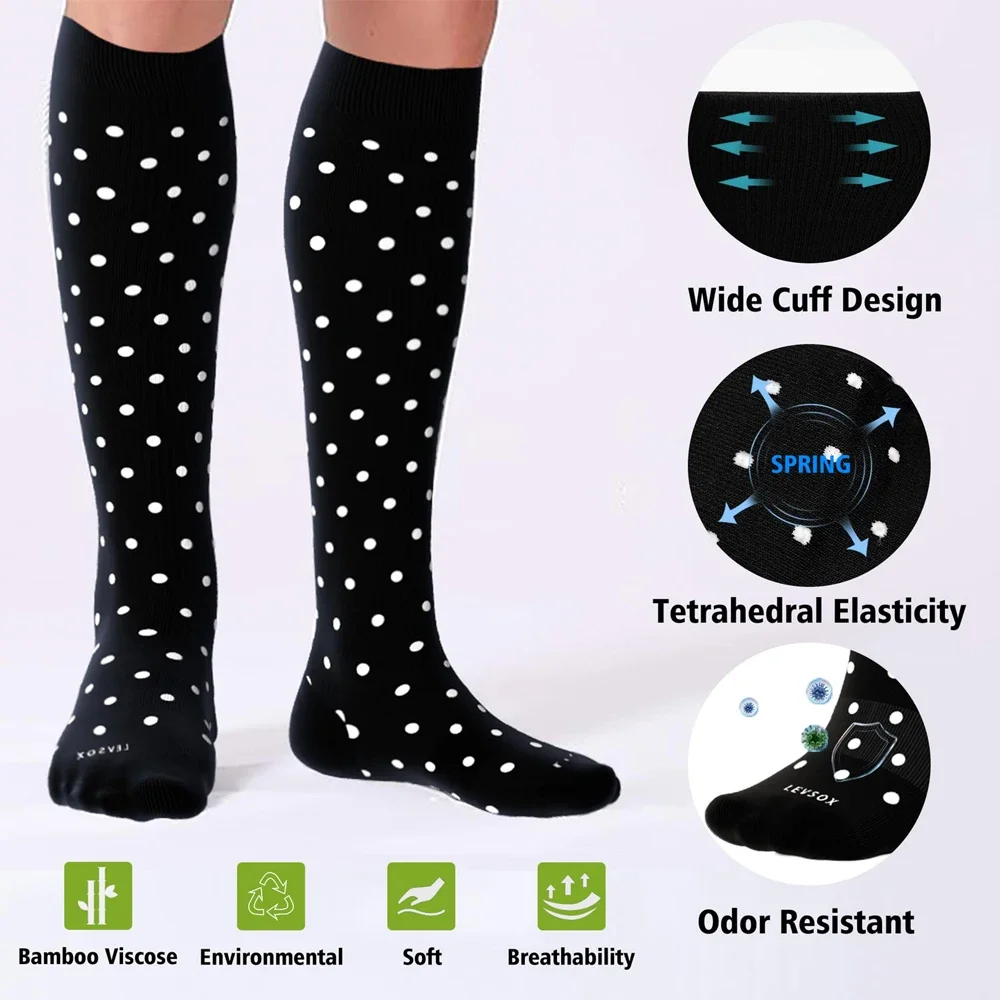 6Pairs Compression Socks Women Men-Knee High Best Support Circulation Socks for Running,Travel,Flight,Nurse,Athletic,Hiking