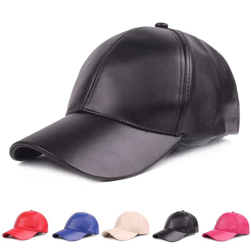 Women Men Hat PU Leather Baseball Cap Visor, Light Board Solid Men Hip Hop Cap, Outdoor Sun Hat Adjustable Sports Golf caps