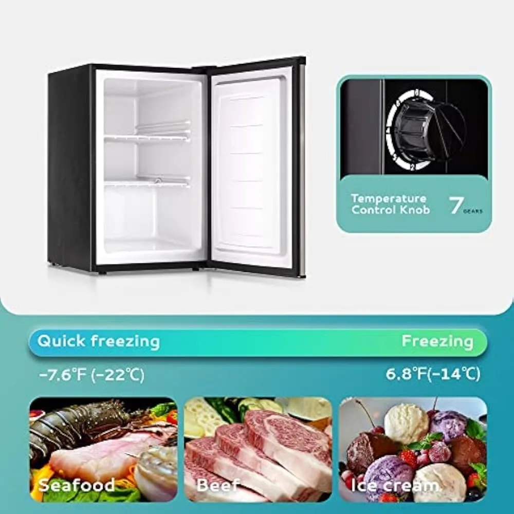 EUHOMY Upright Freezer, Single Door Compact Mini Freezer with Reversible  Stainless Steel Door, Kitchen Appliance - AliExpress
