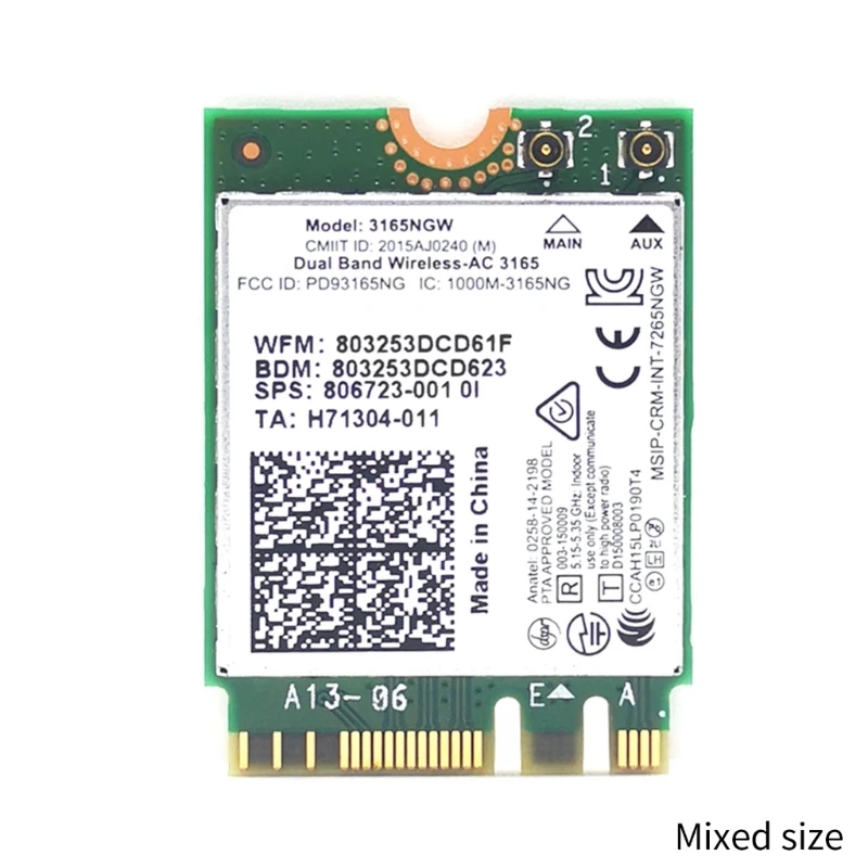 5NGW 무선 네트워크 카드 5Ghz 600M 3165 듀얼밴드 NGFF 와이파이 어댑터
