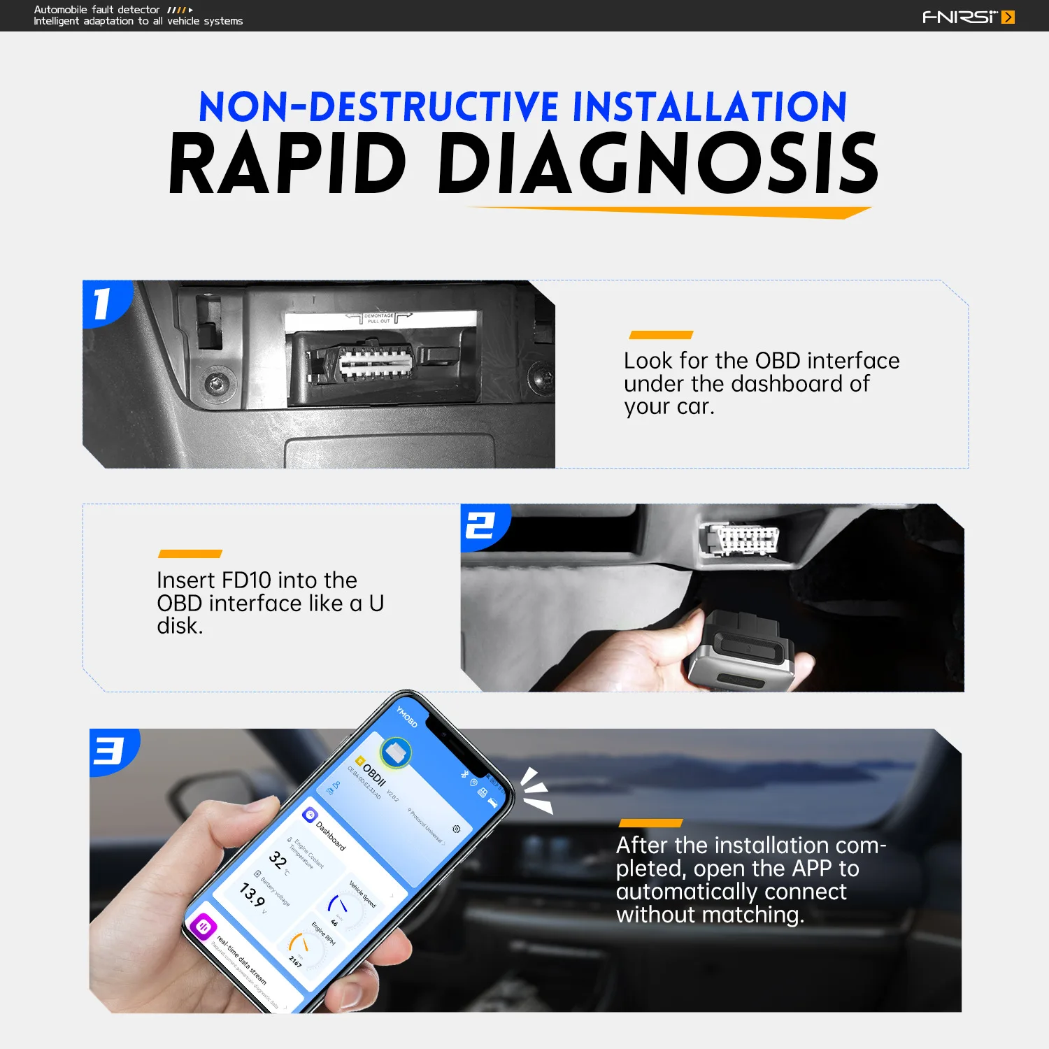 FNIRSI FD10 Car OBD2 Scanner Code Reader Clear Error OBD Diagnostic
