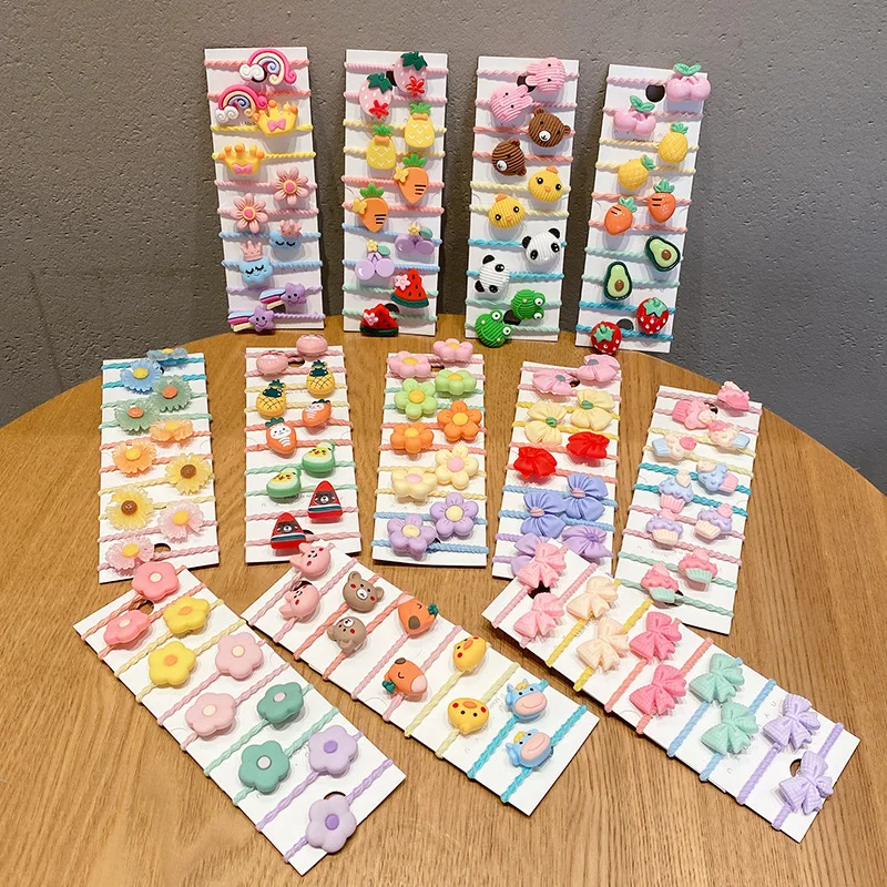 10 Piece/set Elastic Hair Bands For Girls Hair Accessories Children Ties Ring Head Rope Kids Cartoon Rubber Bands
