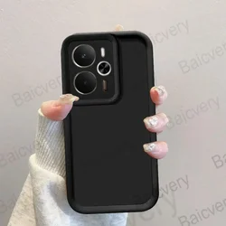 Colorful Matte TPU Protective Phone Case with Lens Cover for Realme 14 5G (Black)