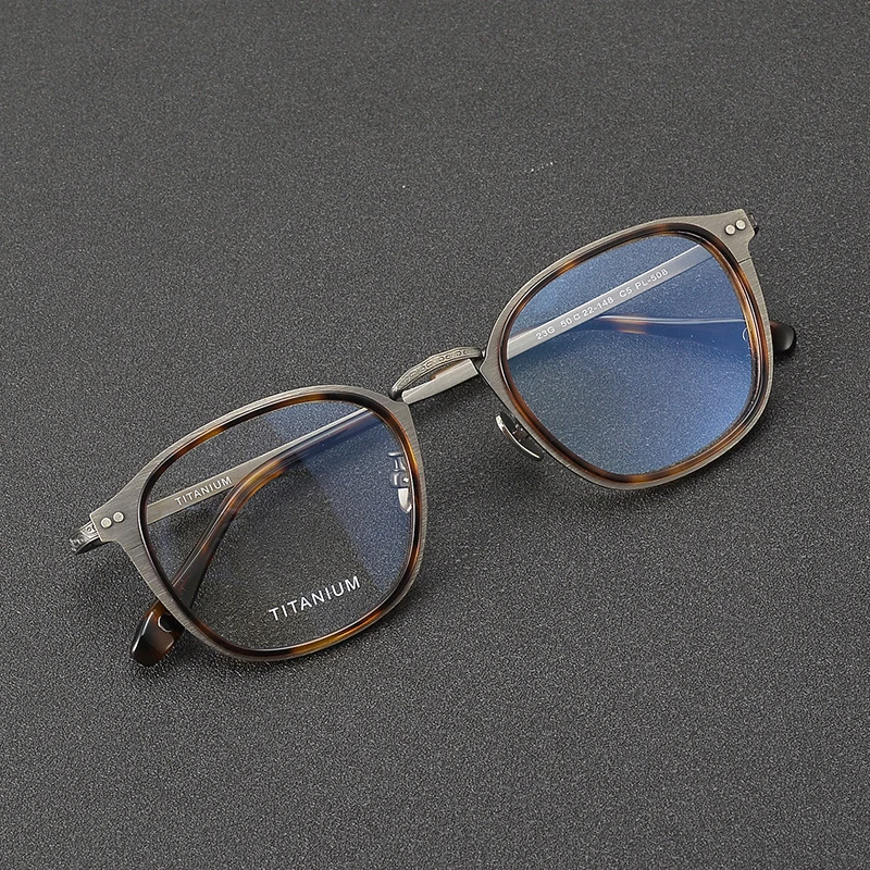 2025 Japanische Reproduktion Acetat Reintitan Gebürstete Metall-Textur Brillengestelle Retro Designer Luxus Herren Brillen – Detail 2