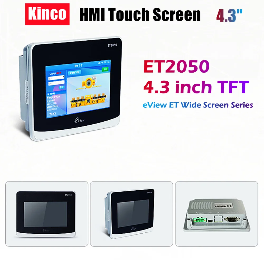 

Kinco ET2050 4.3 Inch HMI Touch Screen 480*272 Backlight RS232/422/485 Communication Series Com Port HMI Color Touch Display