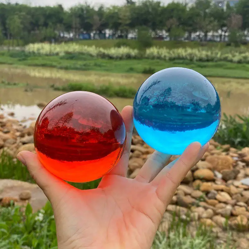 45mm-100mm 아크릴 솔리드 구체 마법 홈 데코 유기 유리 투명 컬러 볼 웨딩 장식 촬영 소품