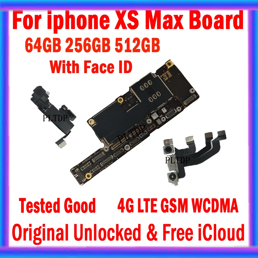 

Free iCloud 100% Original For iPhone XS Max Motherboard With Face ID Single/ Double Card, Unlocked Main Logic Board