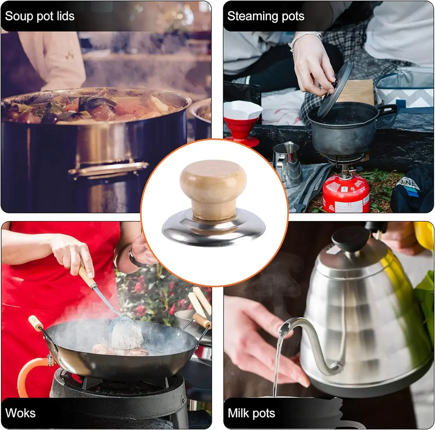 Garneck Lot De 2 Poignées De Couvercle Pour Casseroles Et Poêles