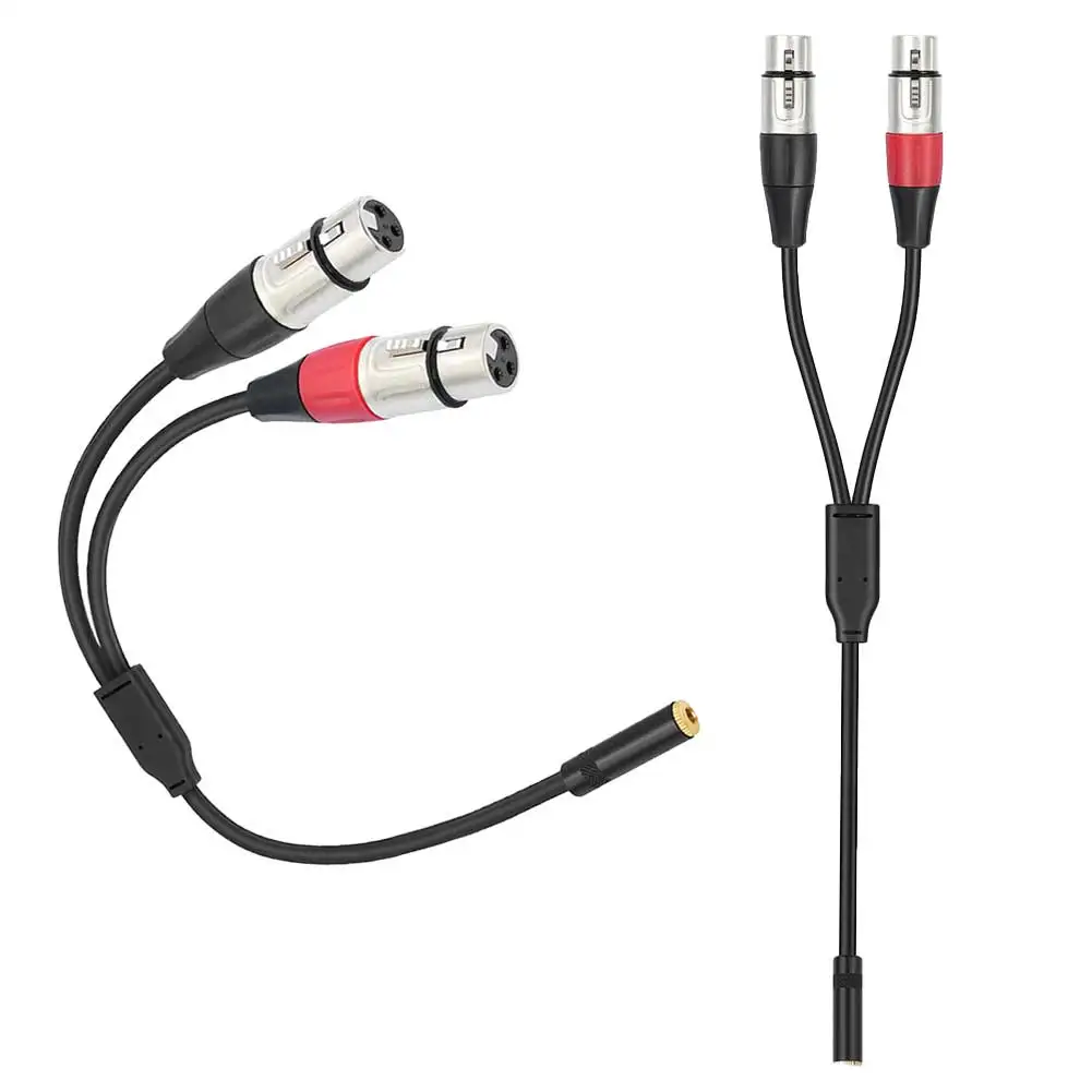 3.5mm Dual XLR To 1/8 Female Adapter 0.3m 1/8 To XLR Microphone Cable for Stereo Mic To L & R Audio Track