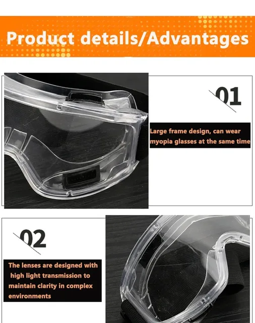 Occhiali Sicurezza Antiappannamento - 6 Pezzi Trasparenti Per Lavoro E Laboratorio - Foto 8