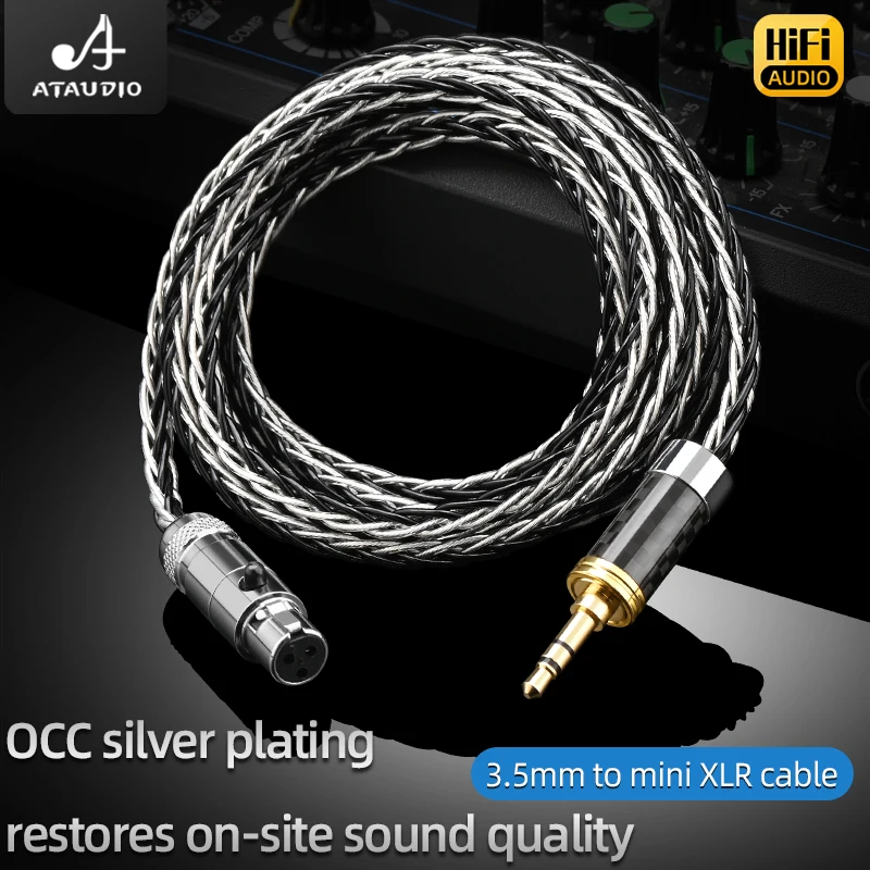 ATAUDIO HiFi Headphone Cable OCC Silver Plated 2.5 3.5 4.4 6.5mm to Mini XLR  Balanced Earphone Cable for AKG Q701 H118 Series