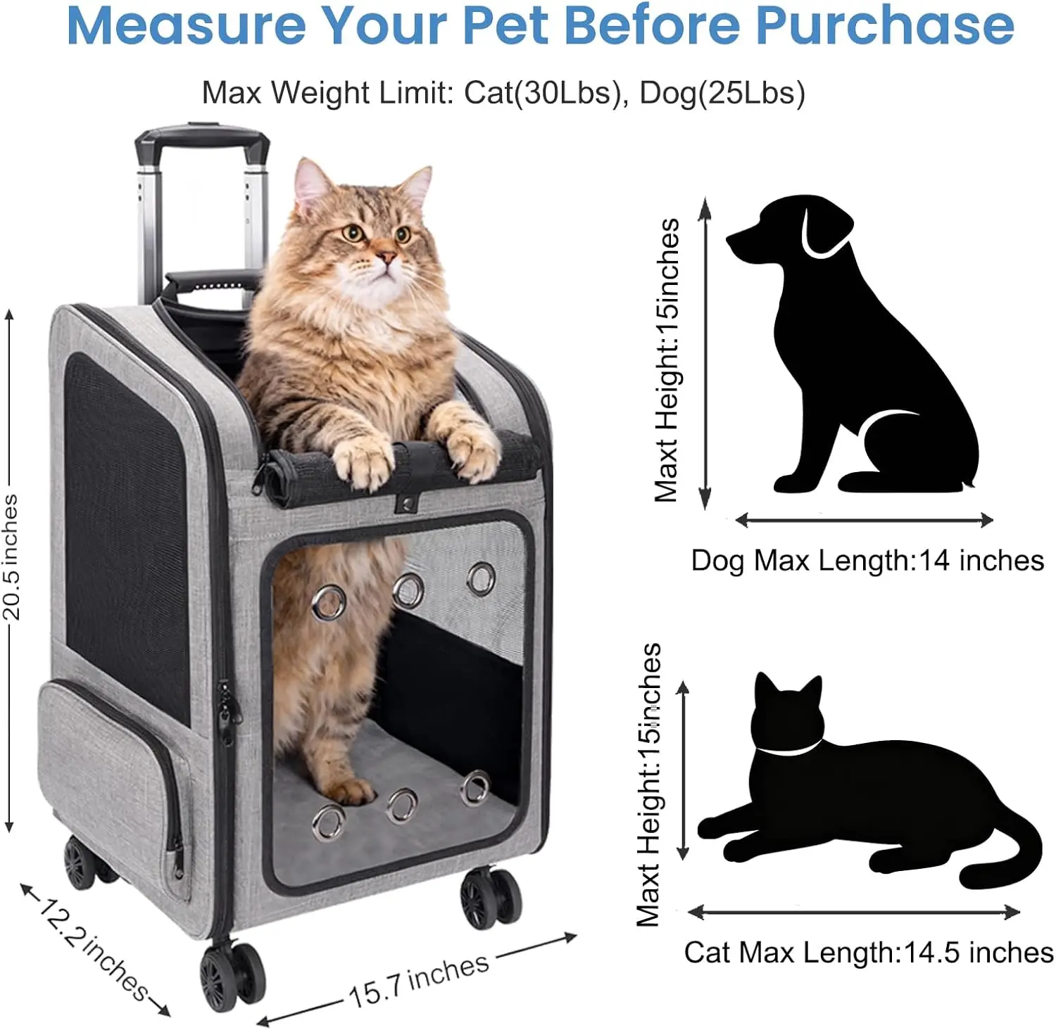 Extra Large Pet Carrier Backpack with Wheels 2