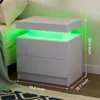 Nightstand Set of 2 LED Nightstand with 2 Drawers, Bedside Table with Drawers for Bedroom Furniture 2