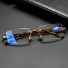 High Quality Anti Blue Light Reading Glasses Luxury Crystal Len Frameless Presbyopic Eyeglasses Unisex Optical Far Sight Eyewear 3