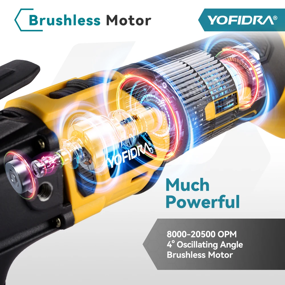 YOFIDRA Brushless Oscillating Multi Tool Cordless Vibration Woodworking Powerl Tool Electric Trimmer Saw for Makita 18v Battery 4
