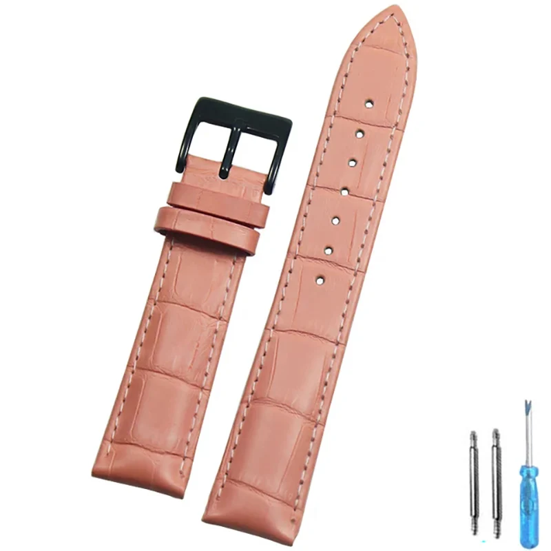 Premium Genuine Leather Watch Strap with Steel Buckle - Includes Tool