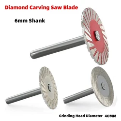 1pc 6mm Cutting Disc Shank Circular Saw Blade Wood Metal Stone Cutting Discs With Mandrel Diamond Grinding Wheel Rotory Tool