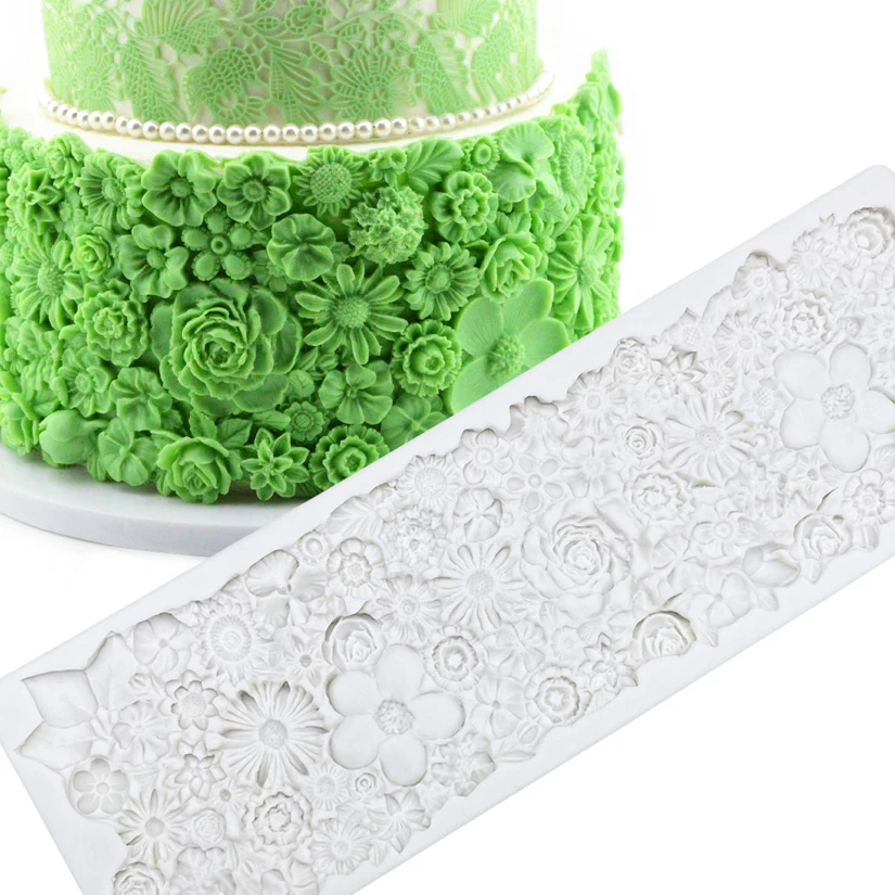 

Flowers Hydrangea Daisy Rose Lace Silicone Mold Fondant Cake Decorating Tools Sugarcraft Cupcake Chocolate Baking Mold