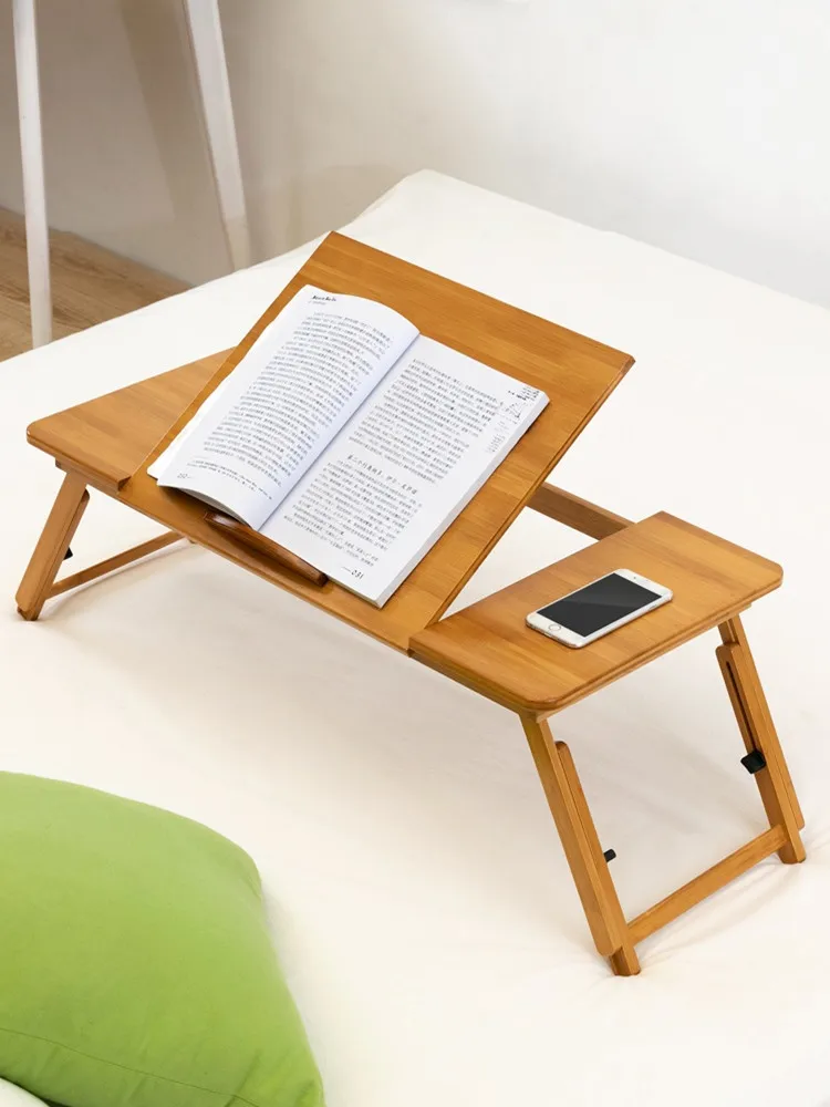 Folding Bed Small Book Table Laptop Lazy Dormitory Student Household Bedroom Writing Simple bedside table removable laptop table folding up and down lazy table dormitory household bedside table storage rack