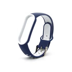 Double Color Silicone Wristband Bracelet Replacement Strap - Xiaomi band 5 (Deep blue White)