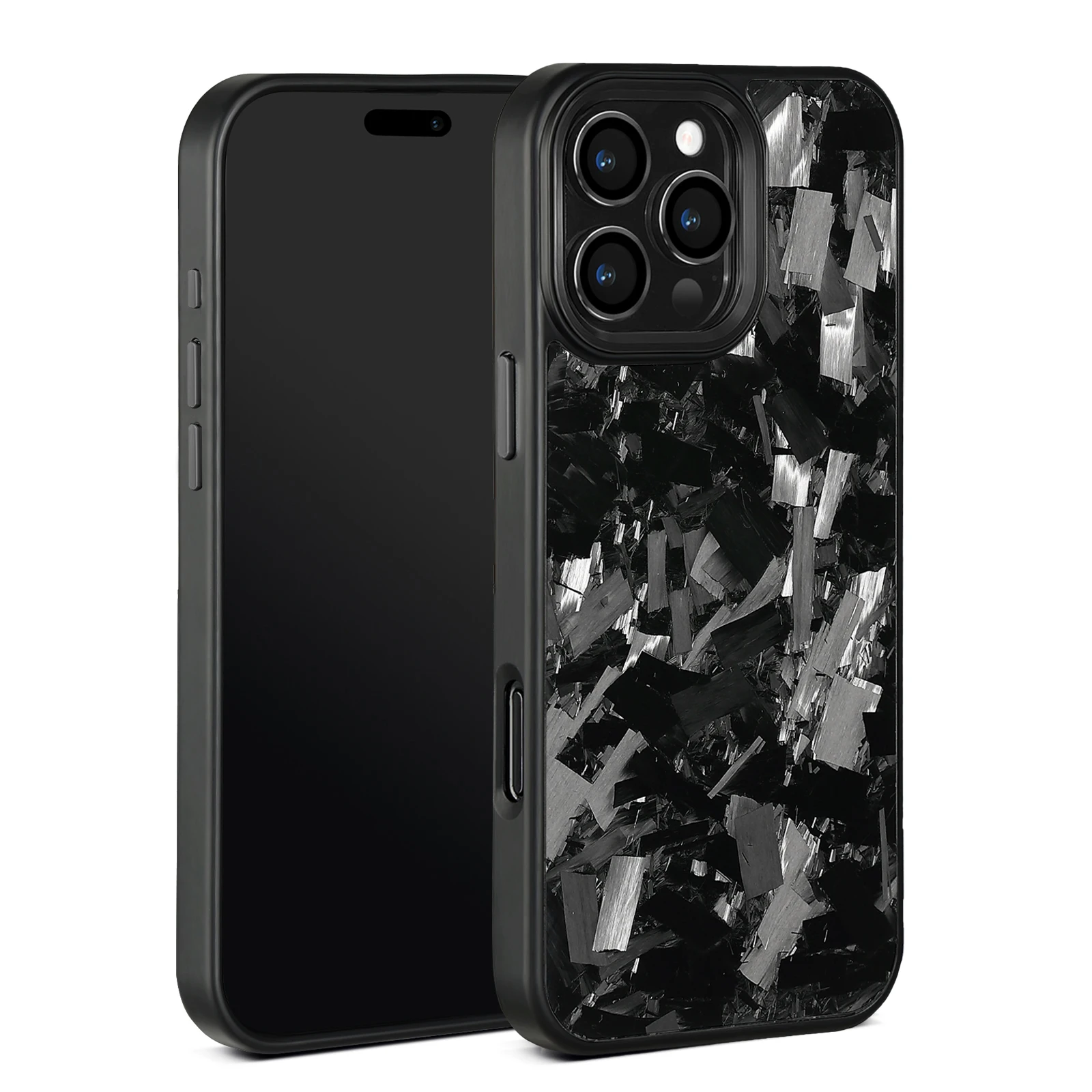 Magnetic Forged Carbon Fiber Phone Case with Metal Lens and Buttons for Car MagSafe Holder Charger