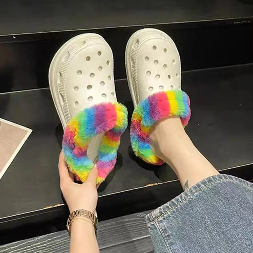 Shoe Insoles Winter Plush Liner Fur Lined Platform Clogs Slip On Platform Sandals with Charms Slide Garden Covers
