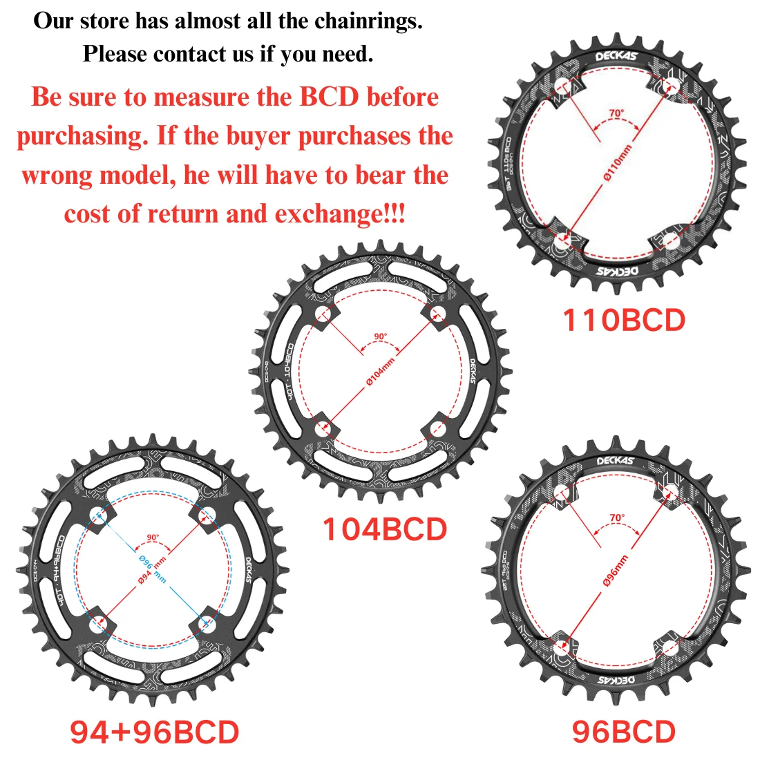 Aluminum MTB Chainring Sprocket Wheel, 40-52T, Free Shipping