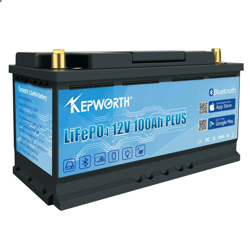 Batterie 12V 100ah LiFePO4 intégrée 100A BMS avec Bluetooth