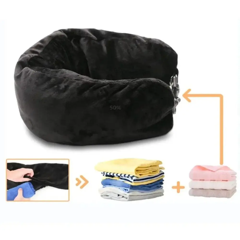 New Lycra Fabric Fillable Travel Neck Pillow Carry Portable Waterproof Stuffable Neck Ultra Soft Fuzz Pillowcase Storage Bag 3