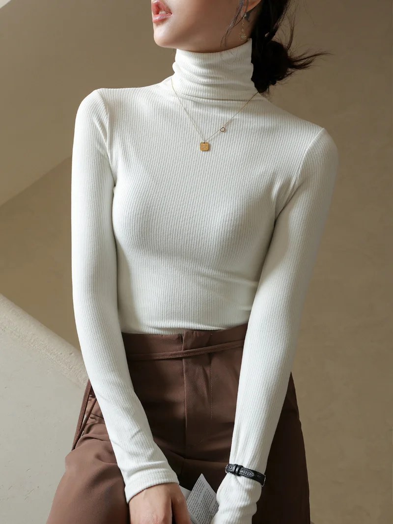 

Autumn Women's Sweaters Korea Japan Stylish Casual Stretch Basic Pile Collar Elegant Winter Female Knitting Pullovers C5118