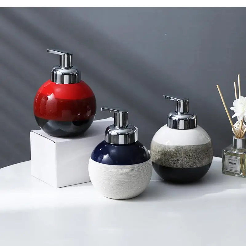 

Round Soap Dispenser, Ceramic, Lotion Bottle, bathroom accessories, Shampoo Bottle, Household, Hotel, Shower Gel, Empty Bottle