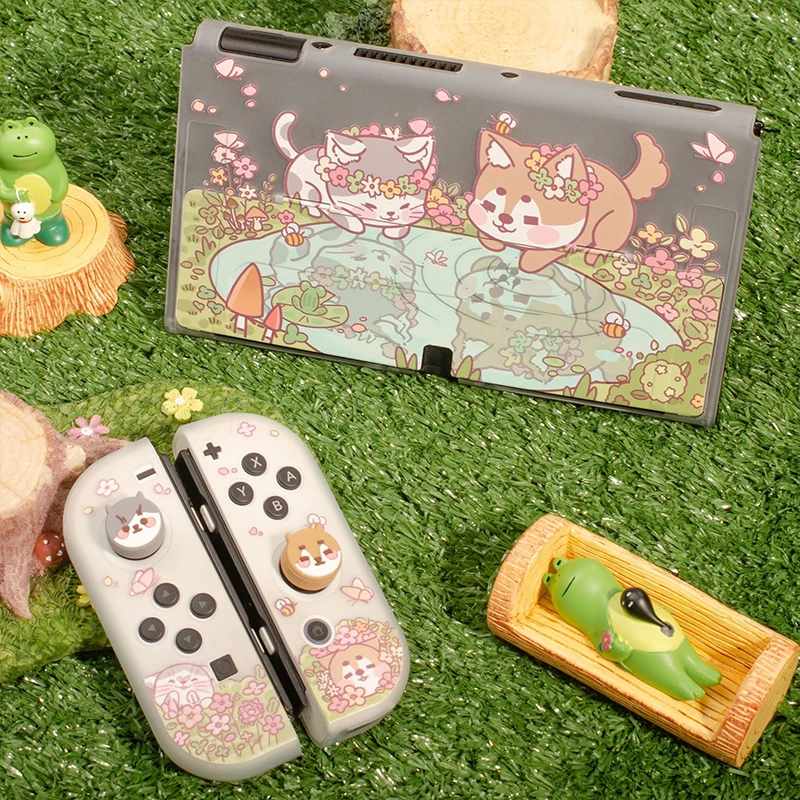 Estojo Protetor para Nintendo Switch Oled Switch Soft Tpu ns Joycon Cover Concha Protetora Gato e Cachorro Fofos Acessórios Oled - Image 2